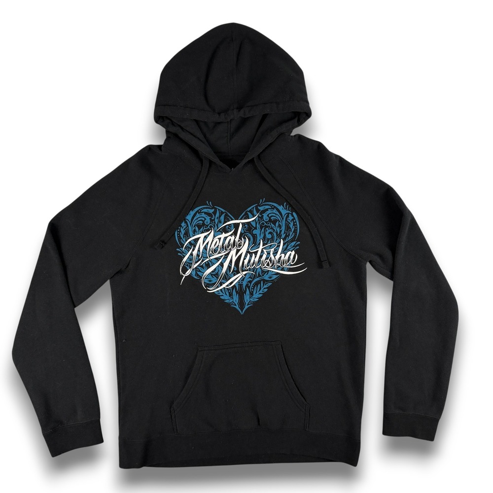 Metal Mulisha Hoodie Mens XL Black Heart Graphic Pullover Raglan Vtg Y2K 90s